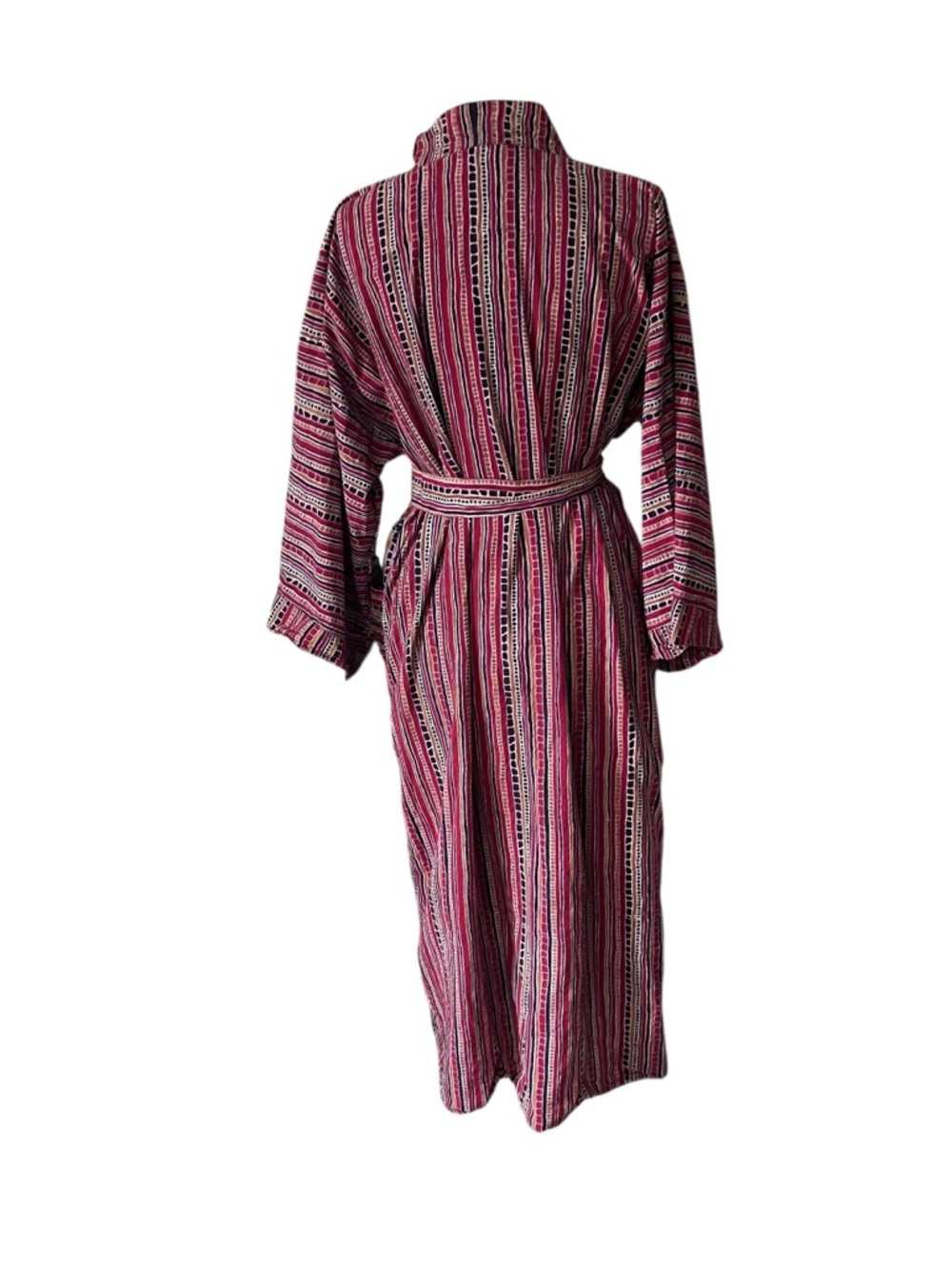Vintage Batik Tribal Print Cotton Light weight Bath Robe with Belt - One Size - Picture 4 of 9